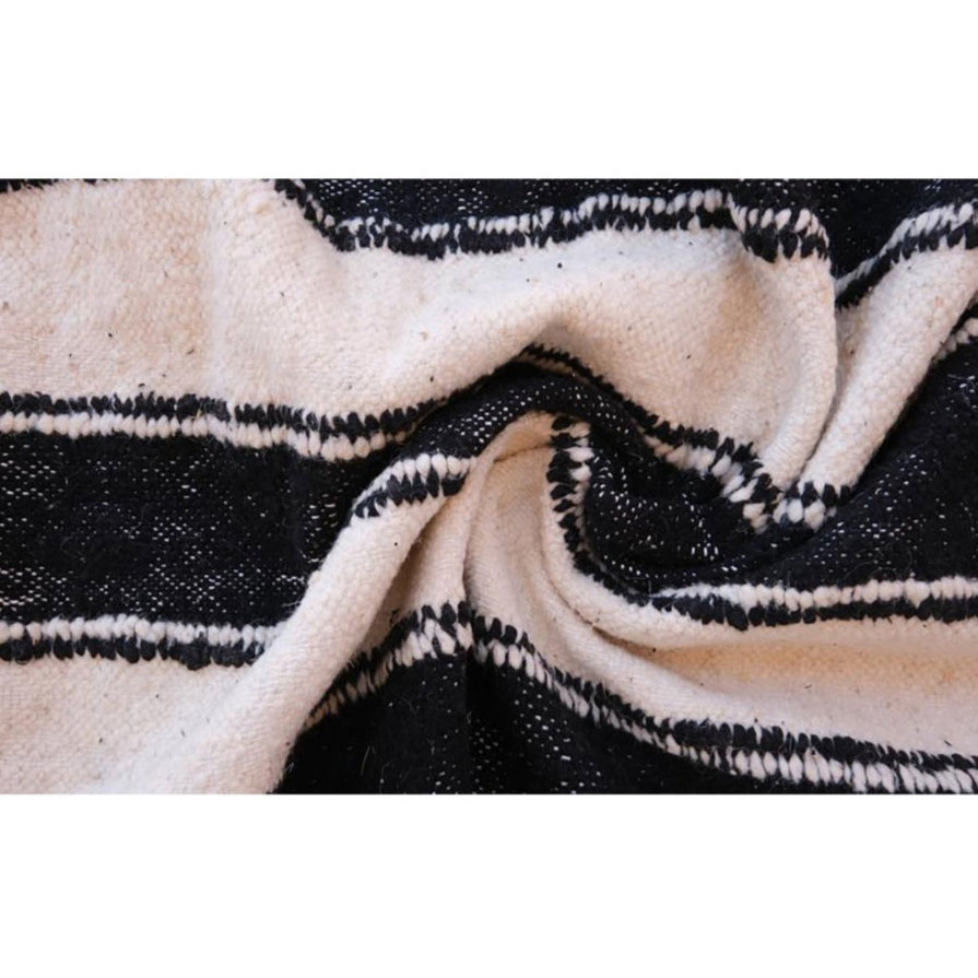 Berber kilim rug hallway runner pure wool black white