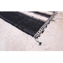 Berber kilim rug hallway runner pure wool black white