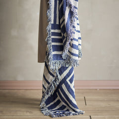 Bloomingville blue Frankie throw recycled cotton