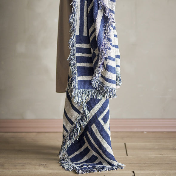 Bloomingville blue Frankie throw recycled cotton