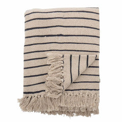 Throw Eia Bloomingville plaid natural black stripes