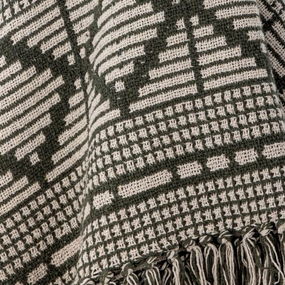 Bloomingville Decke Gutte grün recycelte Baumwolle