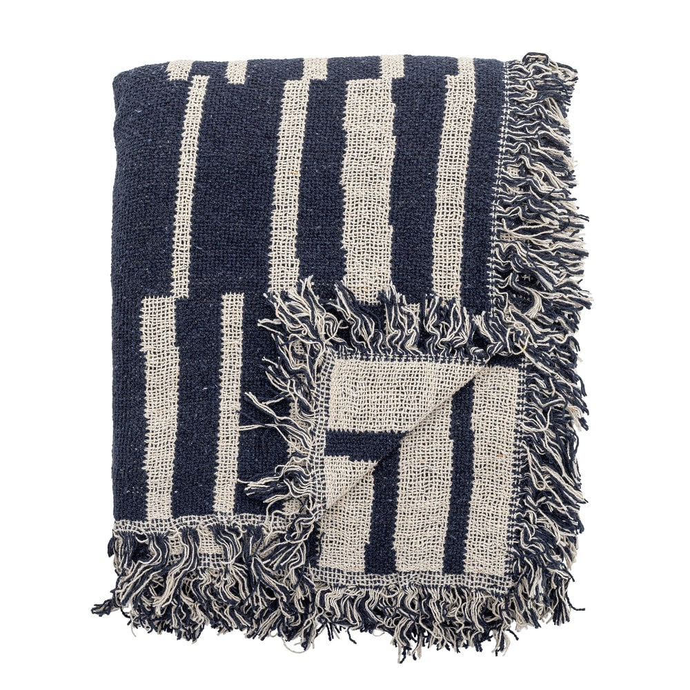 Bloomingville blue Frankie throw recycled cotton