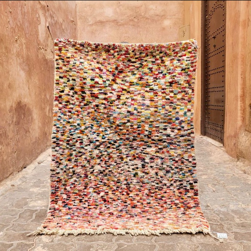 colourful wool Boujad rug dots 150x100 Morocco Berber vloerkleed