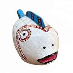 Bozo wooden fish Mali handmade fair-trade small white