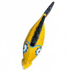 Bozo yellow wooden fish Mali handmade fair-trade 