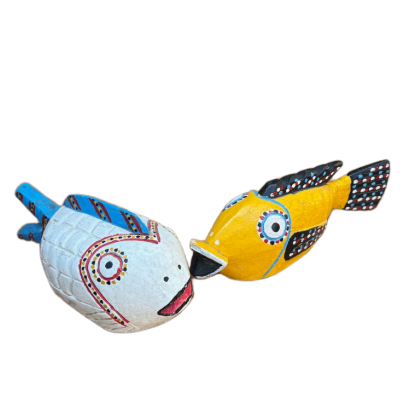 Poisson en bois Bozo Mali fait main commerce équitable décoration intérieure unique