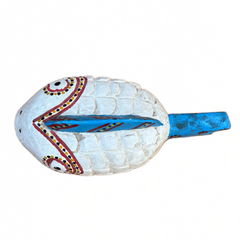 Bozo wooden fish Mali handmade fair-trade small white