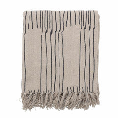 Celly throw Bloomingville ecru black stripes 160x130cm