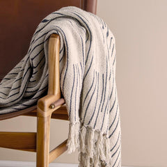 Celly throw Bloomingville ecru black stripes 160x130cm