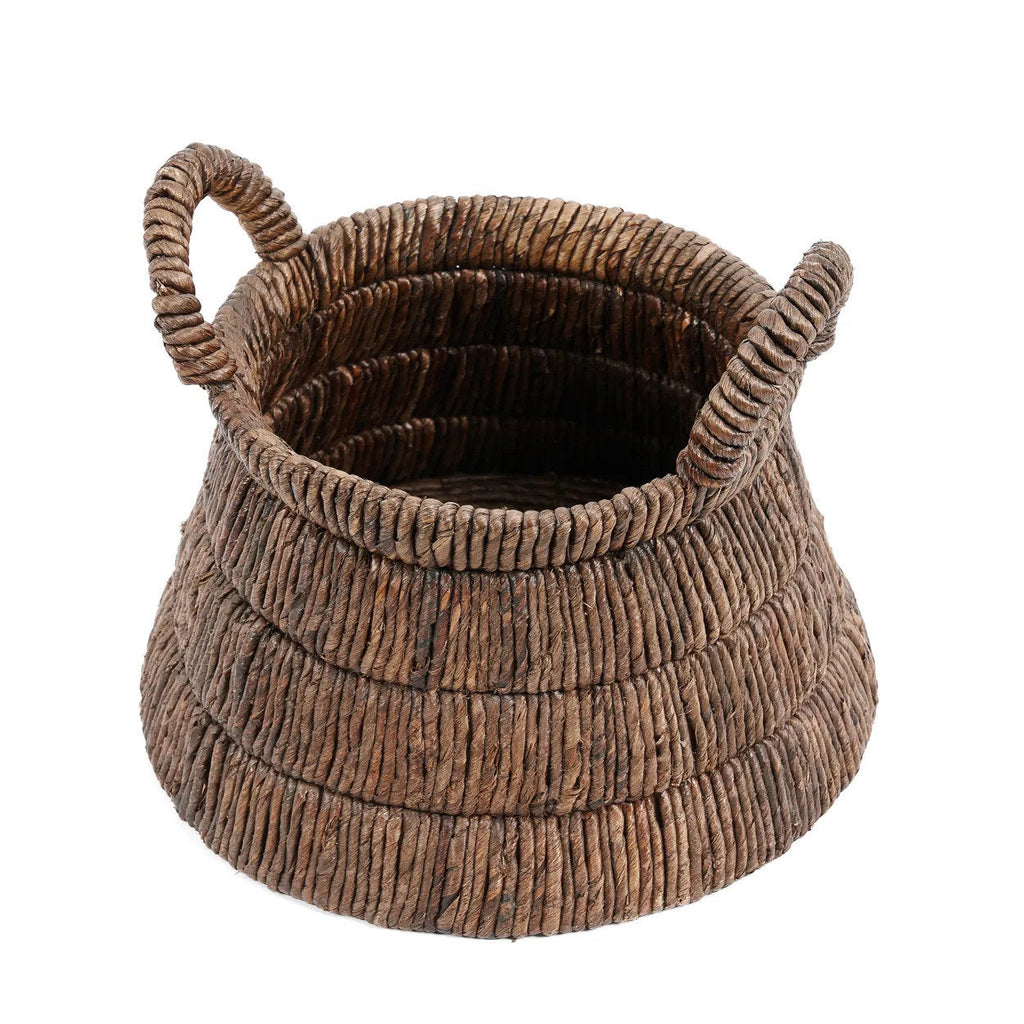 Woven brown basket with handles 