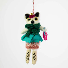 A World of Craft felt Christmas ornament dog with moonboots