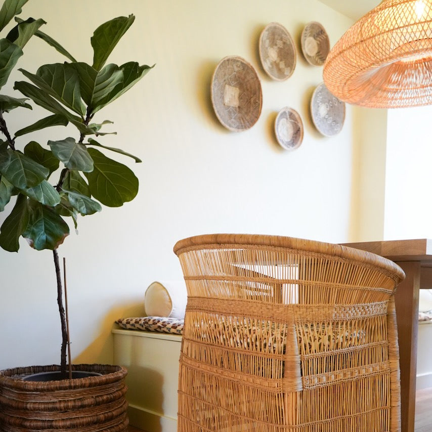 Wicker chair rattan lamp Bali interior