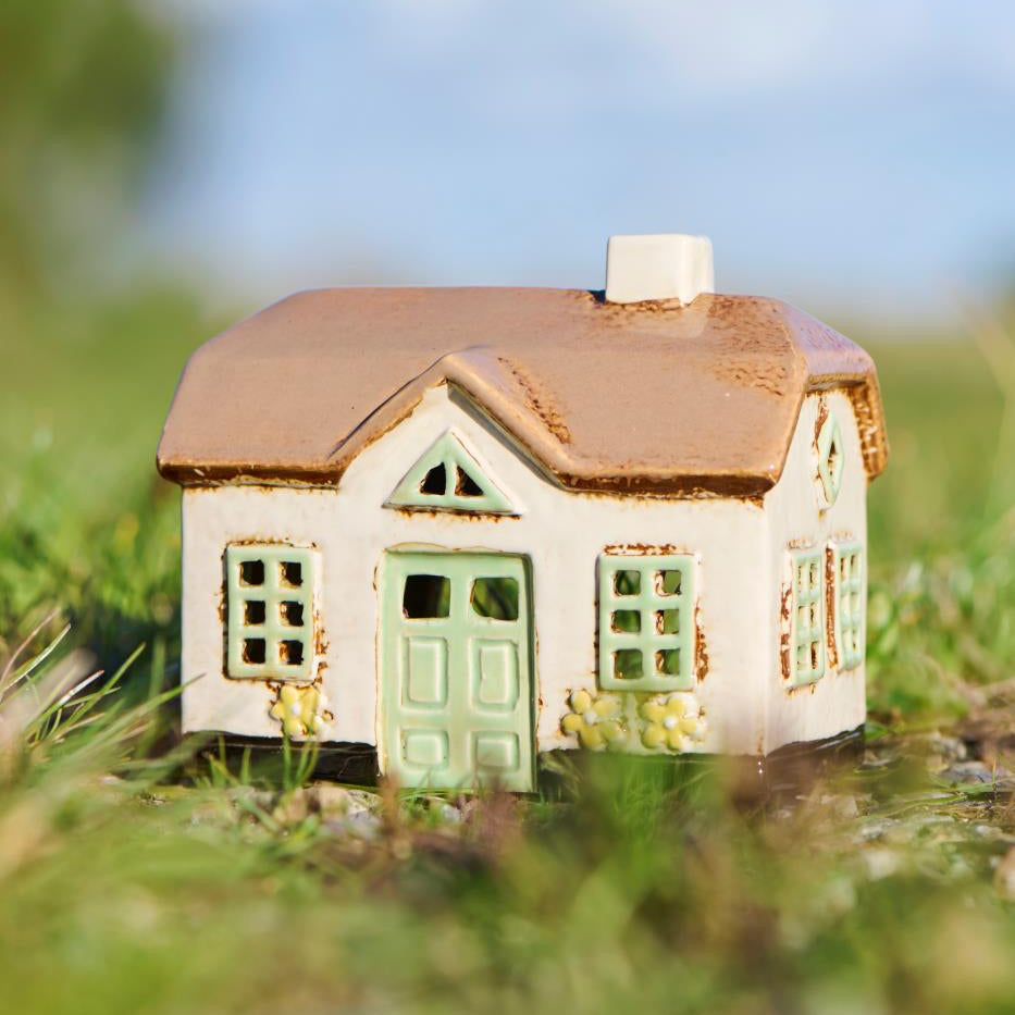 Danish Ebeltoft ceramic house with green windows by  Ib laursen