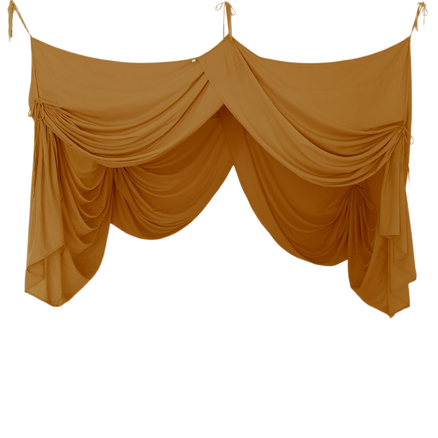 gold coloured drapes canopy bed bedhemel klamboe