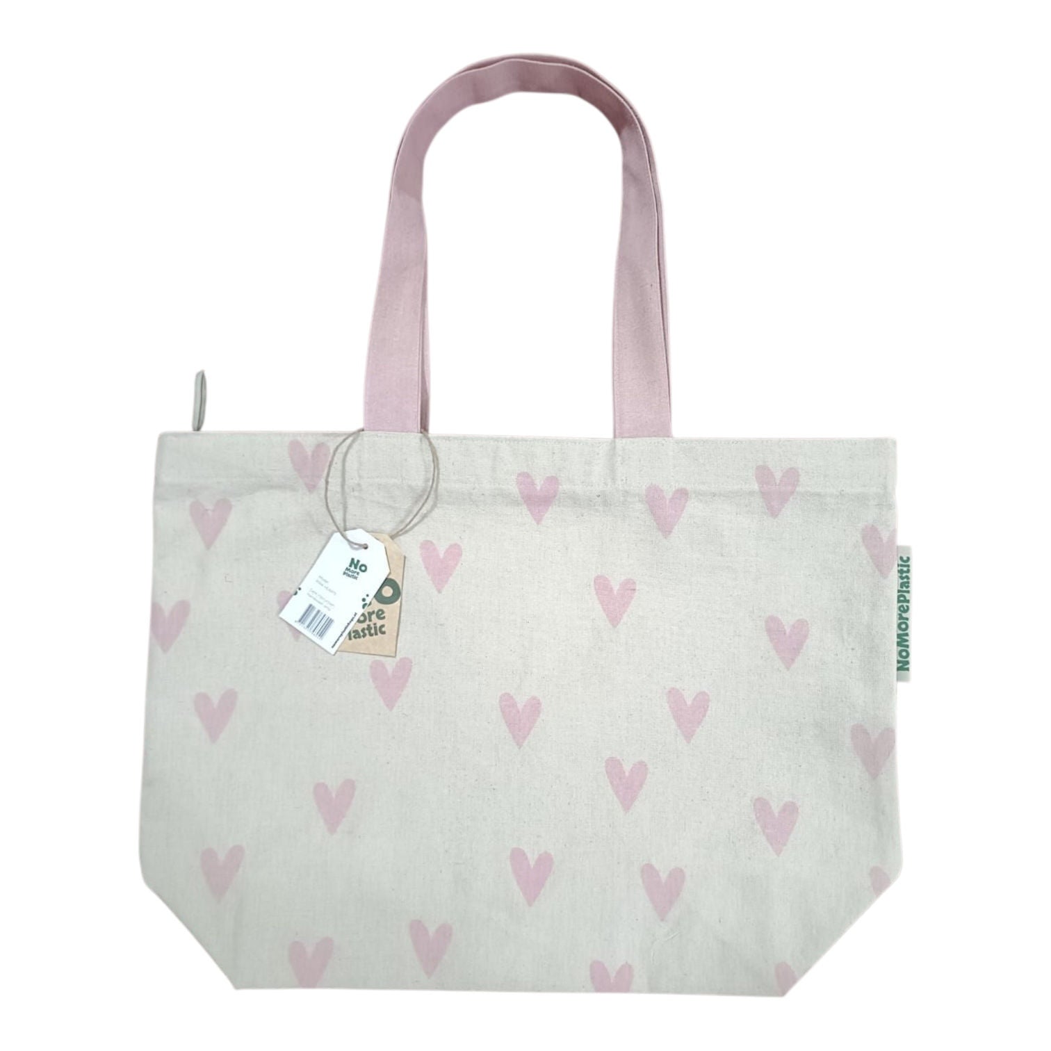 nachhaltige Einkaufstasche rosa Herzen Keine Plastiktüten mehr