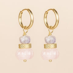 earrings Muja Juma heart gemstones pink