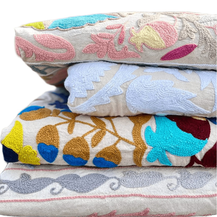 Embroidered Suzani Throw Blanket
