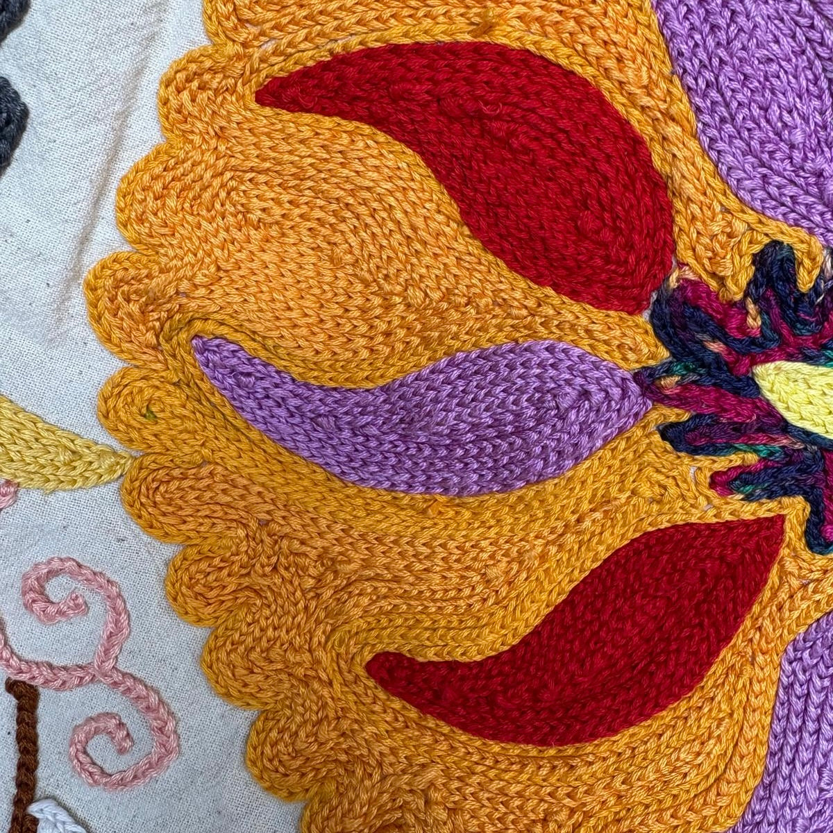 Bestickte Suzani Plaid Decke Detail