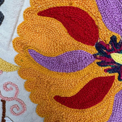 Embroidered Suzani Throw Blanket detail