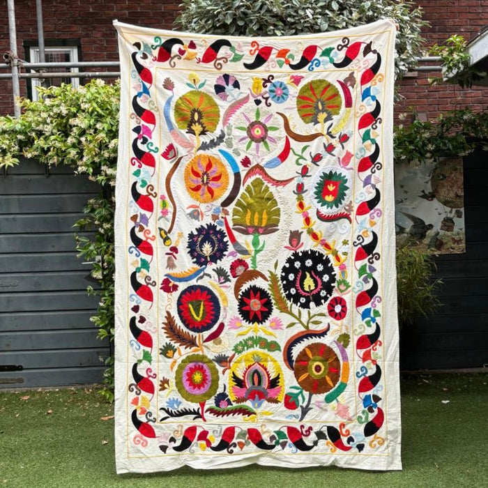 Embroidered Suzani Throw Blanket