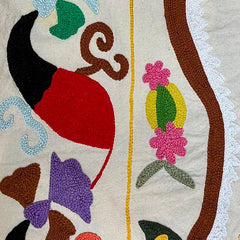 Embroidered Suzani Throw Blanket detail