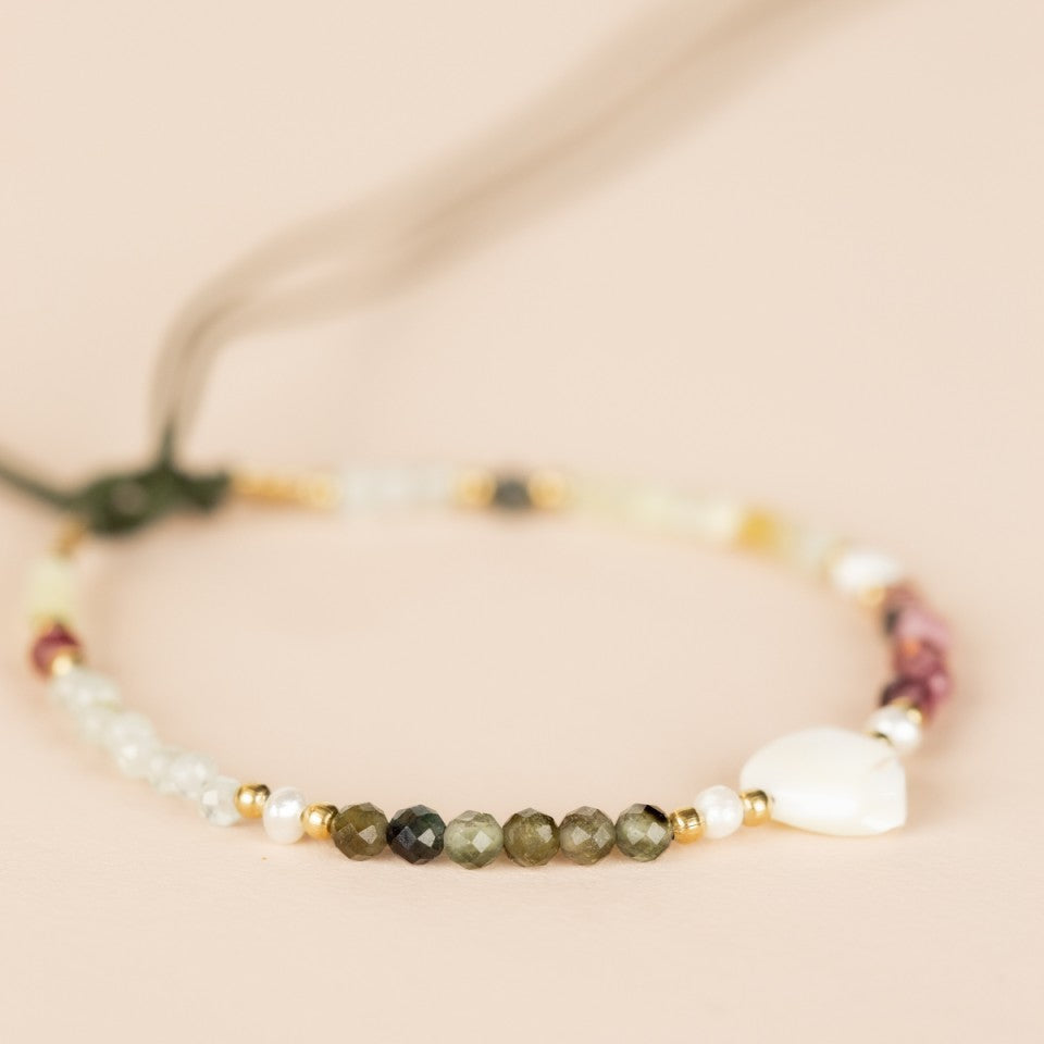Gemstone Bracelet with Pearl Heart - Strength Stones