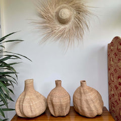 Garlic gourd basket knoflookmand woondecoratie Afrikaanse mand landelijk wonen