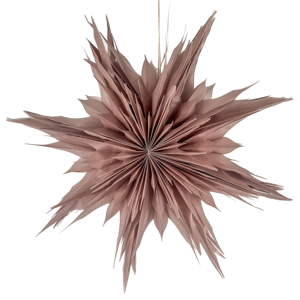 A dusty rose paper starlight hanging ornament 
