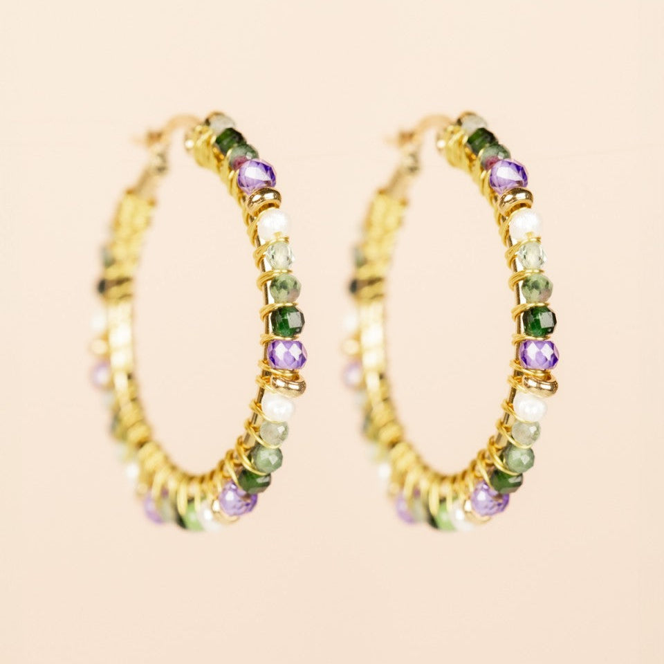 Hoop Earrings Ø30mm Amethyst Mix