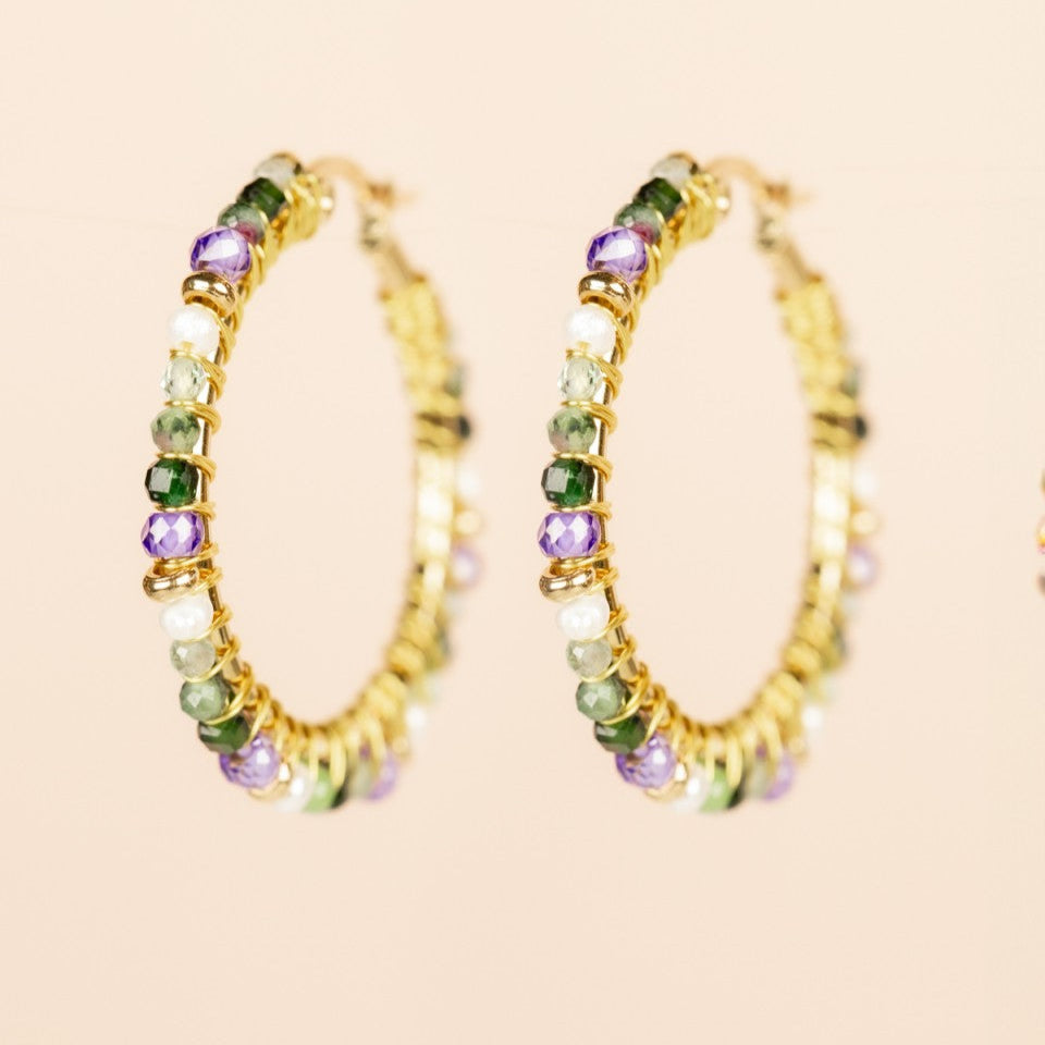 Hoop Earrings Ø30mm Amethyst Mix