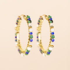 Hoop Earrings Ø30mm Lapis Laz Mix