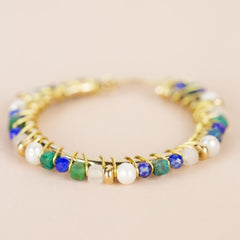 Hoop Earrings Ø30mm Lapis Laz Mix