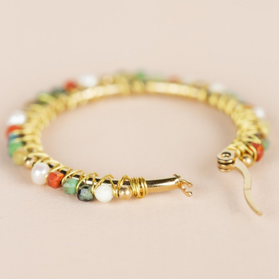 Hoop Earrings Ø30mm Red Jasper Mix