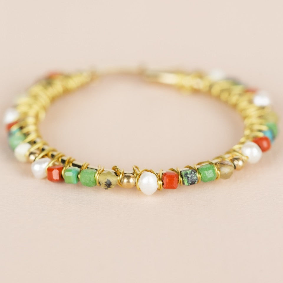 Hoop Earrings Ø30mm Red Jasper Mix