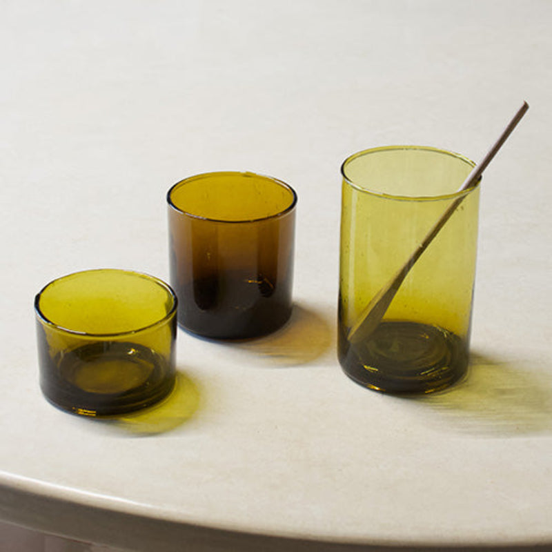 Household Hardware Kadousse drinking glass mustard brown Morocco