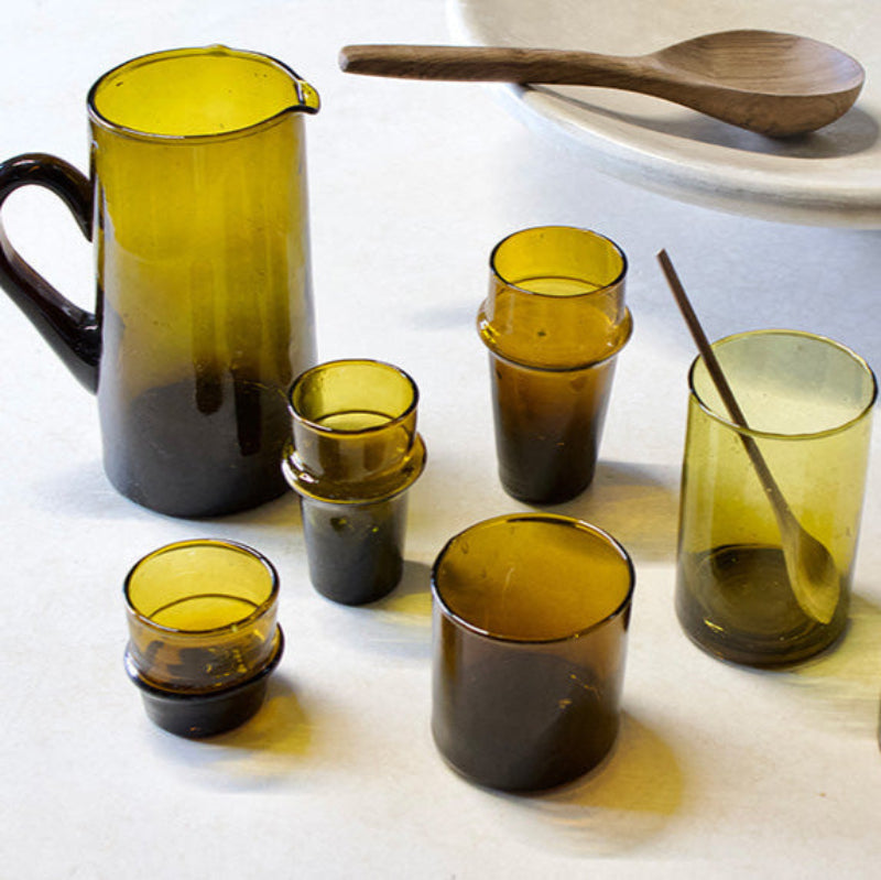 Household Hardware Kadousse drinking glass mustard brown Morocco