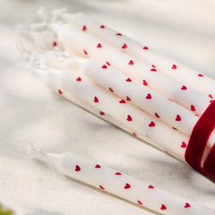 Ib Laursen taper candles white red hearts