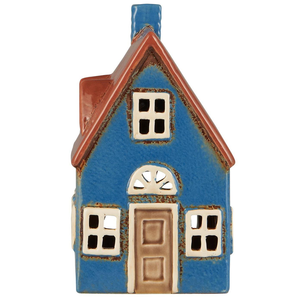 ceramic house for tea light Ib Laursen Nyhavn blue