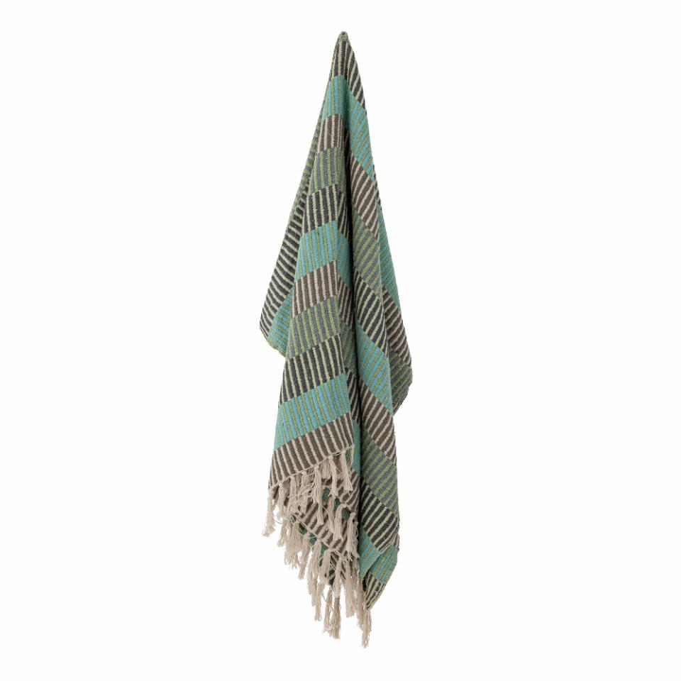 Isnel throw blue green recycled cotton 130x170cm Bloomingville
