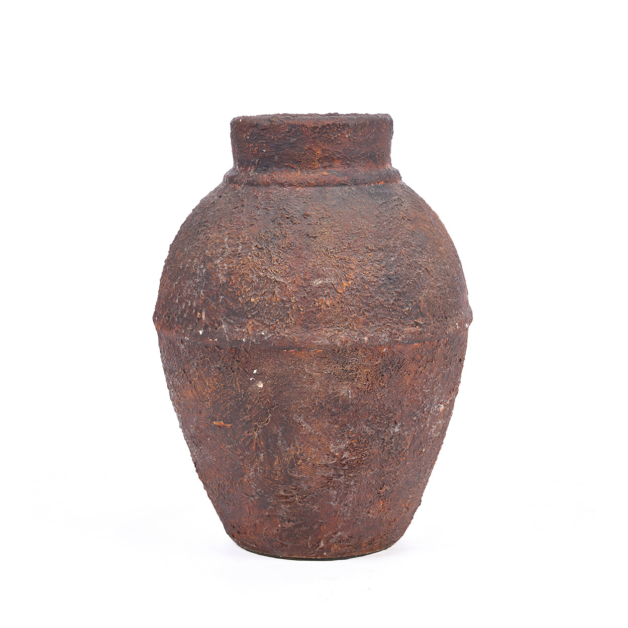 Rust-coloured ceramic jar 