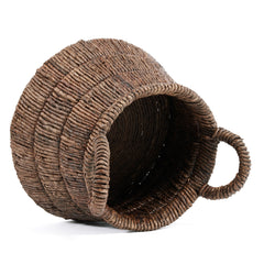 Woven brown basket with handle side