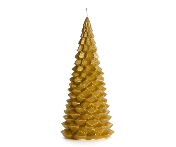 Gold Christmas tree-shaped candle