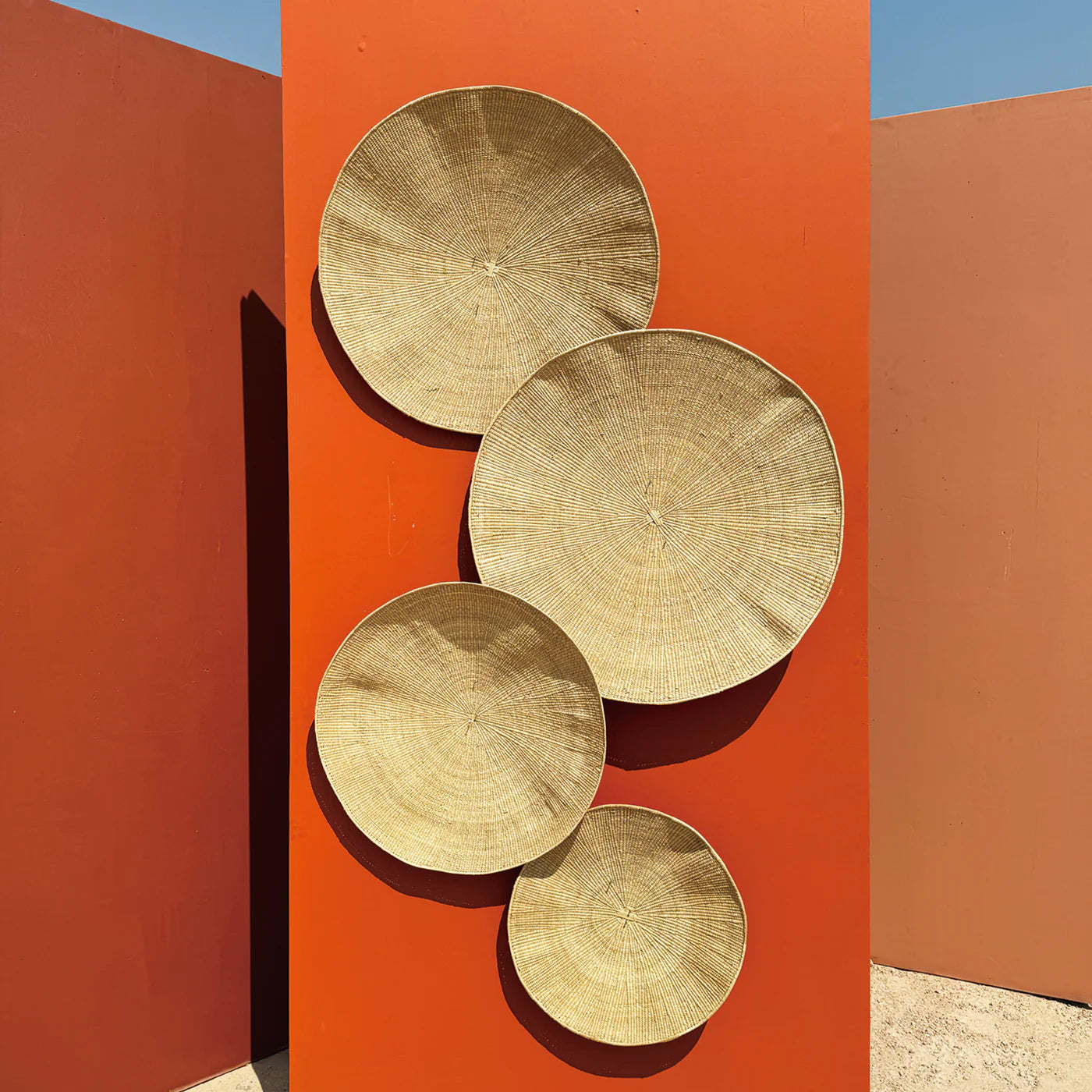 natürliche runde Wandkunst Körbe handgefertigt