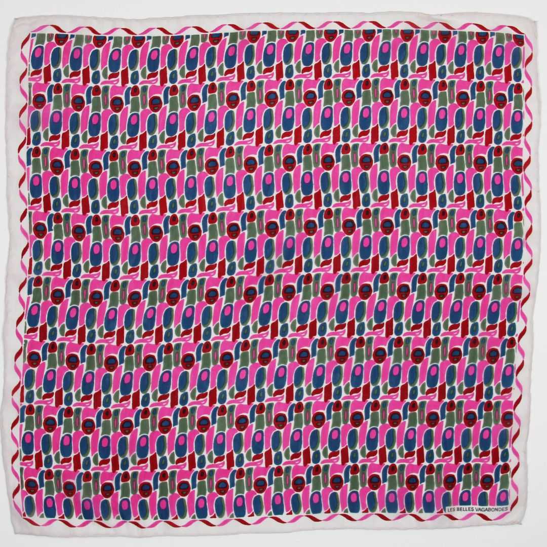 Les Belles Vagabondes Silk Scarf Mini Percussion Fuchsia