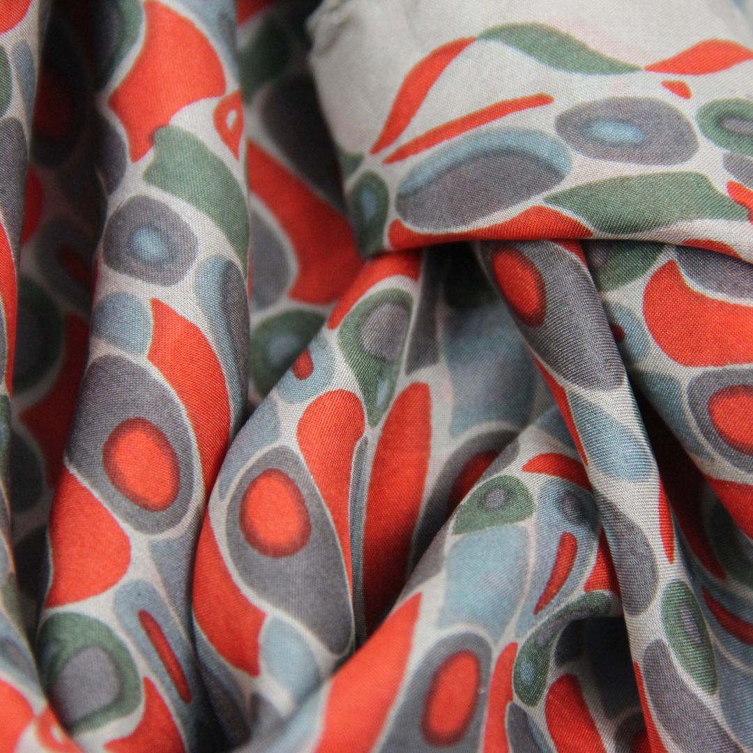 Les Belles Vagabondes Silk Scarf Mini Percussion Orange Close Up