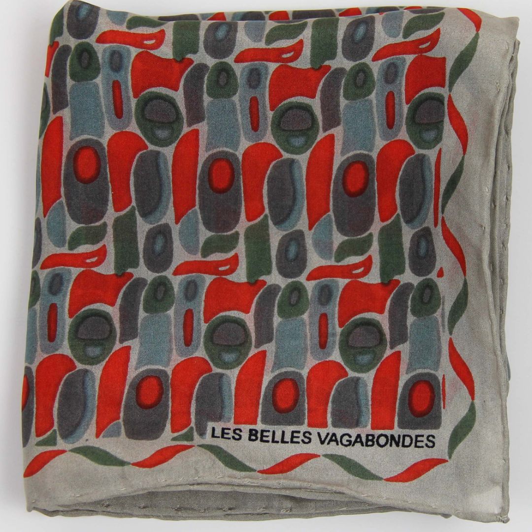 Les Belles Vagabondes Silk Scarf Mini Percussion Orange Fold Up