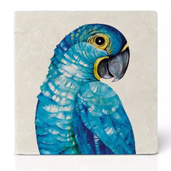 natural stone tile coaster bird ara macaw Ligarti