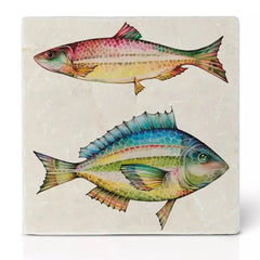 tile coaster natural stone Ruby fish duo far