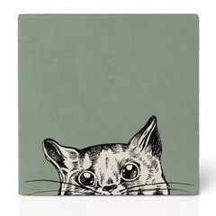 tile coaster natural stone cat Ilma print Ligarti